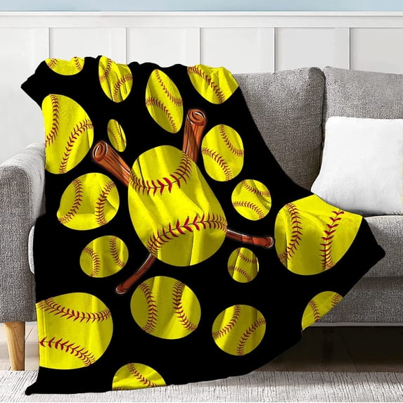 Softball Blanket for Women Men, Softball Blanket for Softball Mom, Softball Gifts for Birthday Thanksgiving Christmas Bed Couch Sofa 60x80in