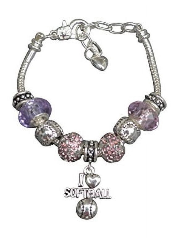 Softball Bracelet- Girls Softball Jewelry - Softball Beaded Bracelet- Perfect Gift for Softball Player, Softball Team and Softball Coaches