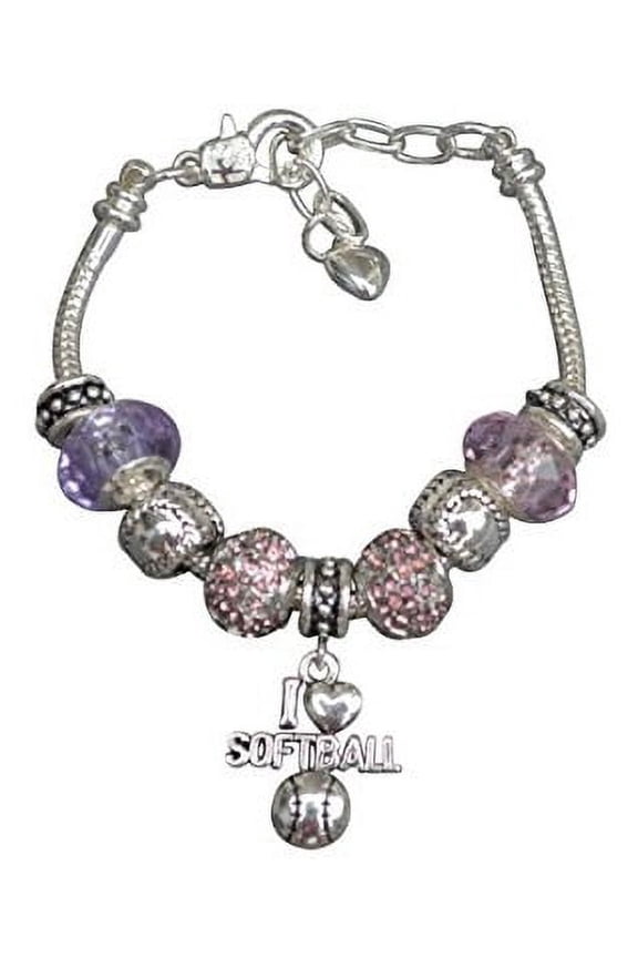 Softball Bracelet- Girls Softball Jewelry - Softball Beaded Bracelet- Perfect Gift for Softball Player, Softball Team and Softball Coaches