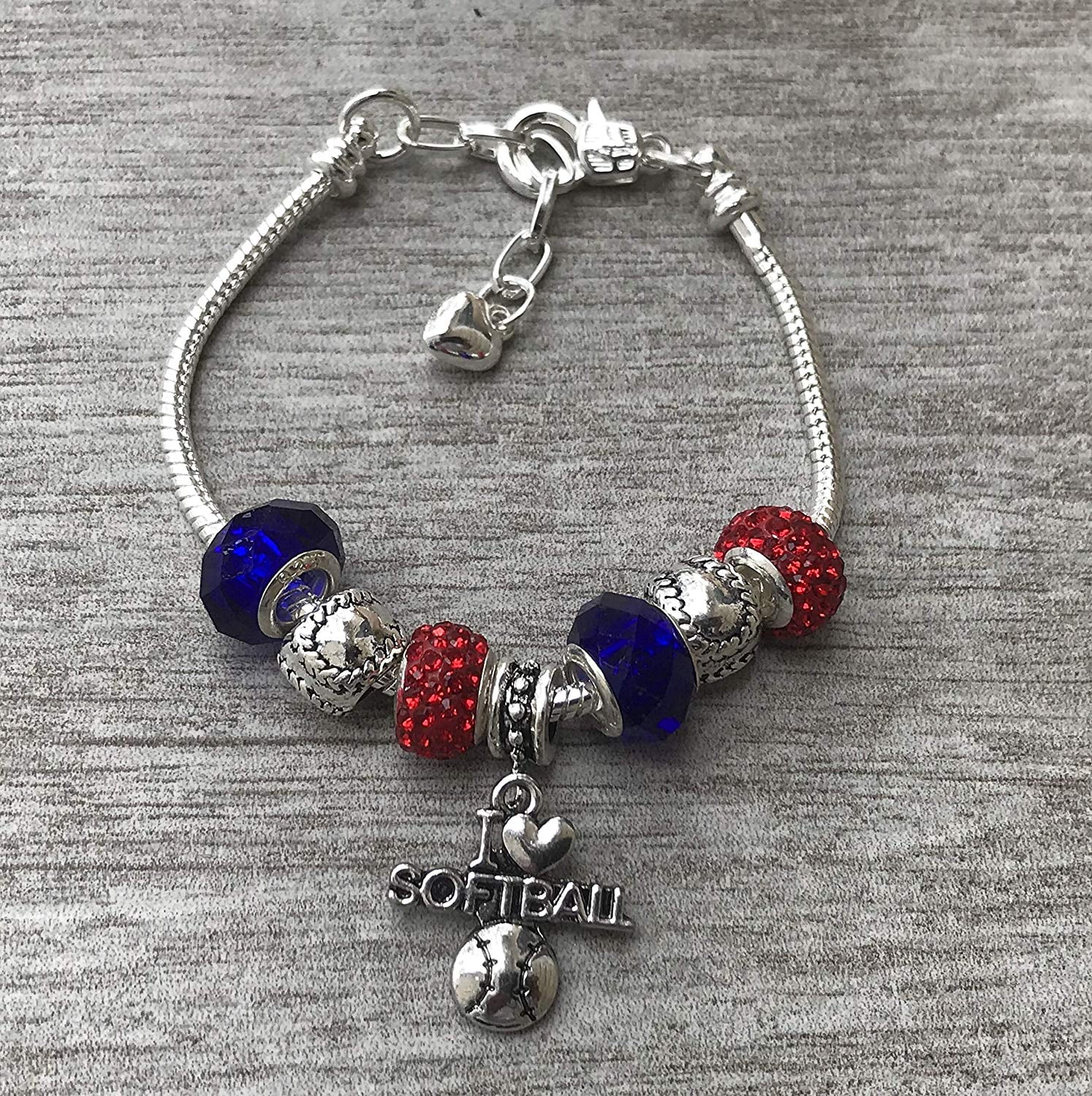 Softball Bracelet, Softball Jewelry, Softball Charm Bracelet