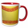 thumbnail image 1 of 3drose, Softball Close-up Photography Print - Yellow and Red Soft Ball for Sporty Sport Fans Team Players, 15oz Two-tone Red Mug, 1 of 6