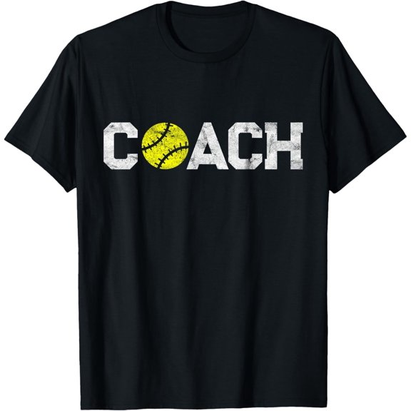 Softball Coach T-Shirt Distressed Vintage Sports Graphic Tee for Men and Women Athletic Team Apparel