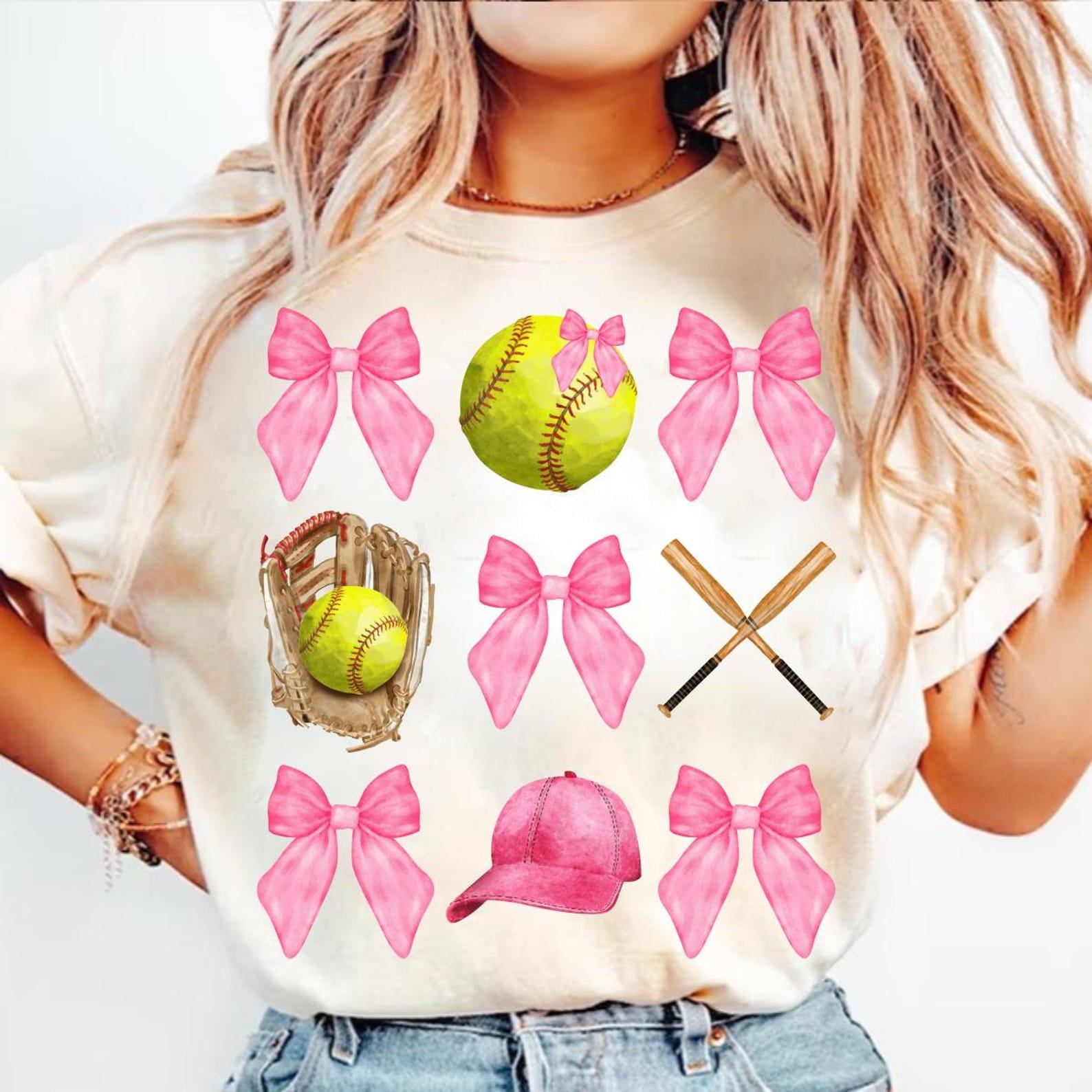 Softball Coquette Bow Shirt, Soft Girl Era T-Shirt, Pink Bow Softball Mom Tee, Baseball Graphic Shirt, Trendy Sports and Social Club Apparel