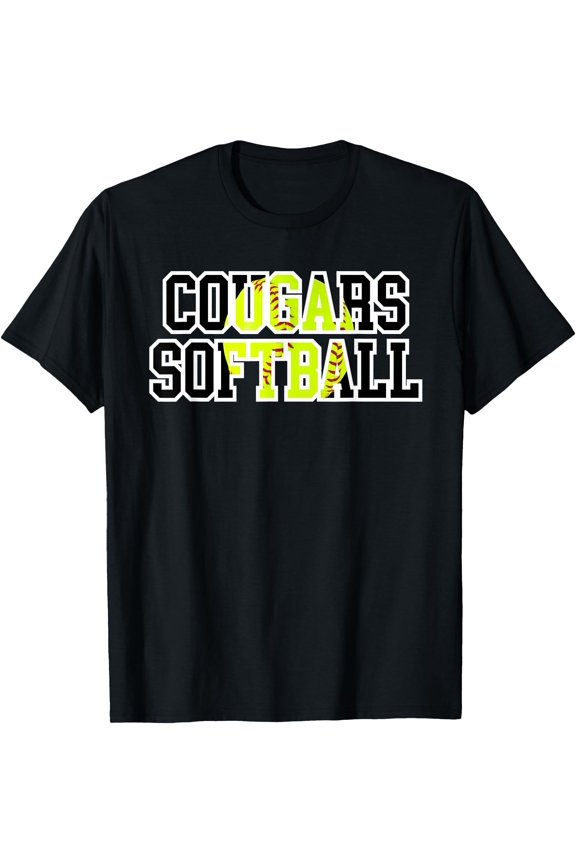 Softball Cougar School Spirit Mascot T-Shirt , Vintage T-Shirt