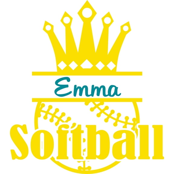 Softball Crown Player Sport Athelete Customized Wall Decal - Custom Vinyl Wall Art - Personalized Name - Baby Girls Boys Kids Bedroom Wall Decal Room Decor Wall Stickers Decoration Size (20x20 inch)
