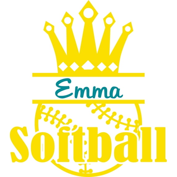 Softball Crown Player Sport Athelete Customized Wall Decal - Custom Vinyl Wall Art - Personalized Name - Baby Girls Boys Kids Bedroom Wall Decal Room Decor Wall Stickers Decoration Size (30x30 inch)