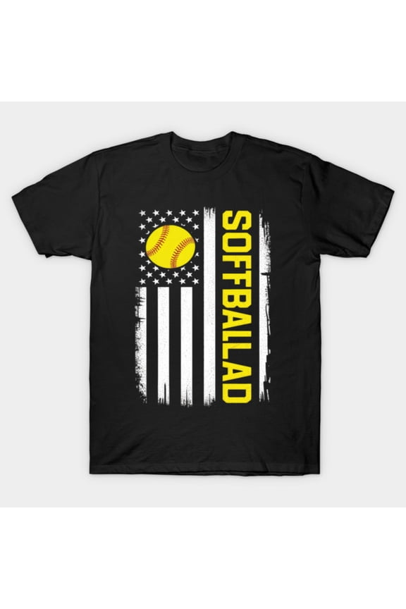 Softball Dad Distressed American Flag Fathers Day G9415 Unisex T-Shirt, Up to Size 5XL