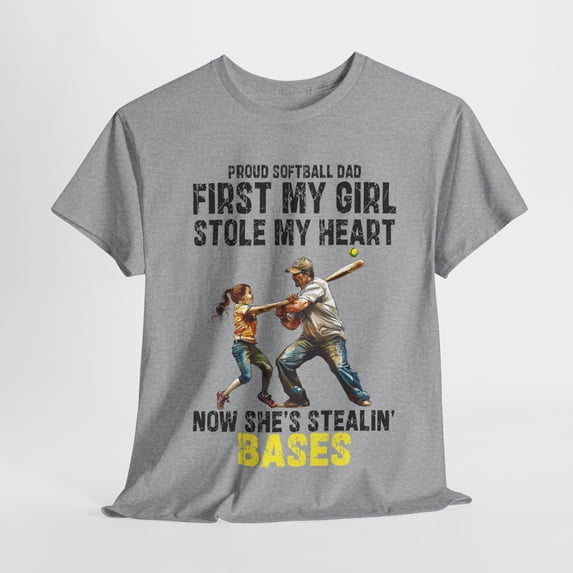 Softball Dad Stole My Heart Stealing Bases Fathers Day Shirt ID-0517-RK9M