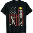 thumbnail image 1 of Softball Dad US Flag Gifts For Dad Men Patriotic Fathers Day T-Shirt, 1 of 4