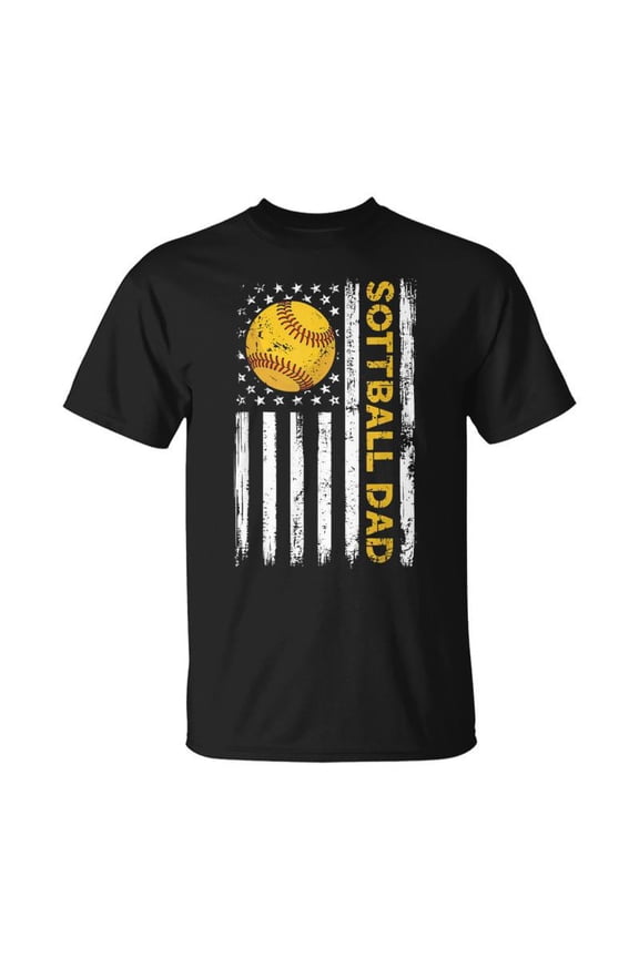 Softball Dad Usa American Flag Patriotic Dad Fathers Day TShirt
