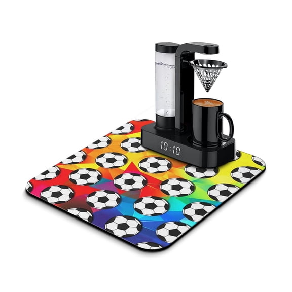Softball Dish Drying Mat, Tennis Golf Football Absorbent Kitchen Mat, Athletic Kids Gift Theme