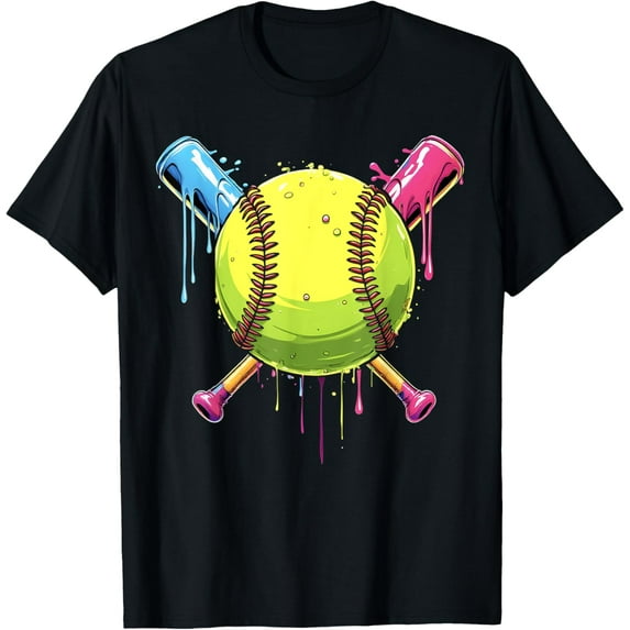 Softball Drip Girls Women Ice Cream Drip Respect The Drip T-Shirt