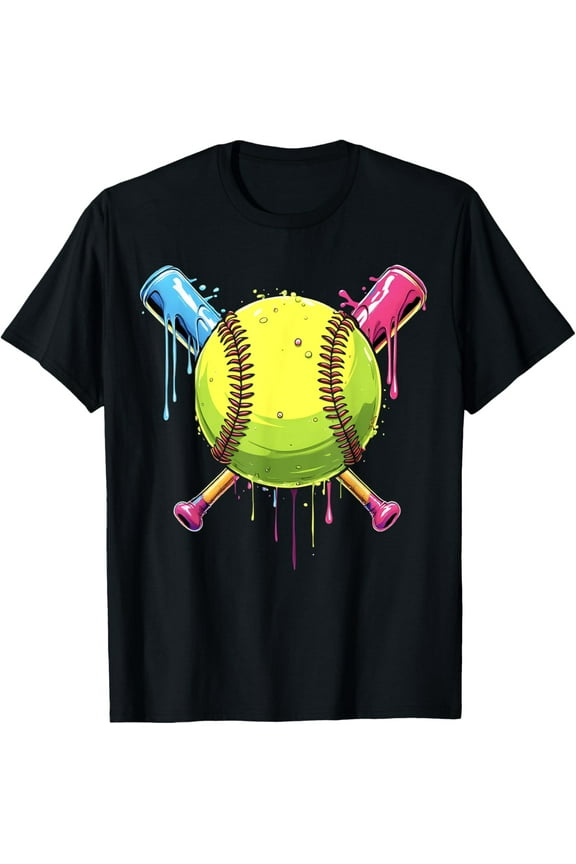 Softball Drip Girls Women Ice Cream Drip Respect The Drip T-Shirt