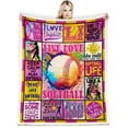 thumbnail image 1 of Softball Fleece Throw Blanket, 50x60 inch, Lightweight, Soft, Warm, Wrinkle Resistant, Ideal Softball Gifts for Girls, Teenager Team, Coach, Fall, Christmas, Bed, Couch, Dorm, 1 of 5