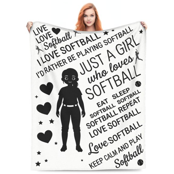 Softball Gift Blanket, Soft Flannel Throw, Softball Sports Home Decor for Bedroom Couch Sofa, Birthday Gift for Players, Coaches and Sports Lovers 50x40
