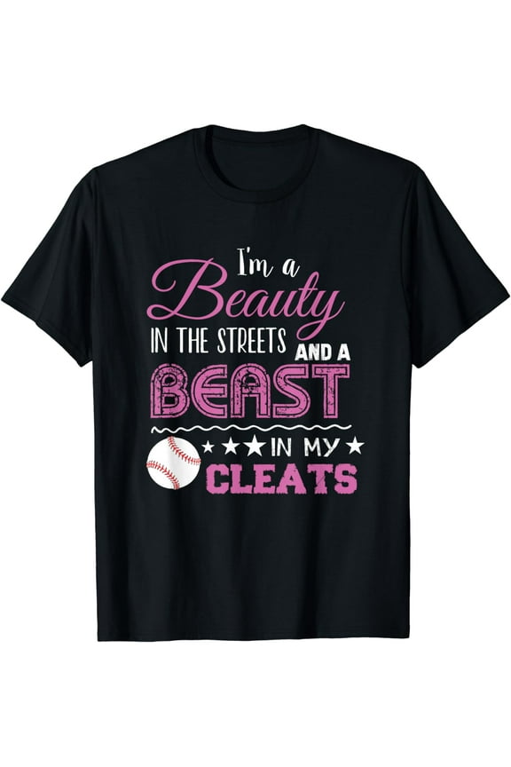 Softball Gift For Teen Girls Cute Saying Beast In My Cleats T-Shirt