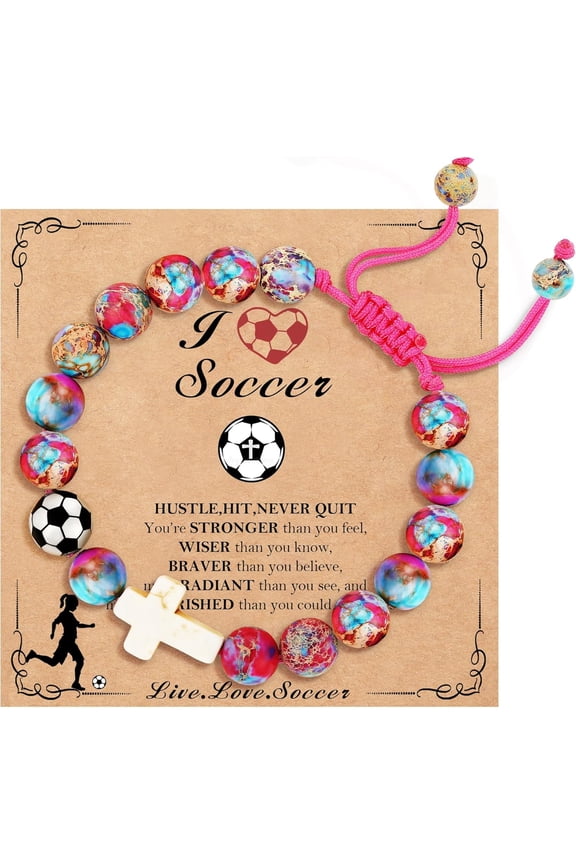 Softball Gifts for Team, Natural Stone Beaded Cross Bracelets Christian Religious Game Day Jewelry Gift for Girls Teens