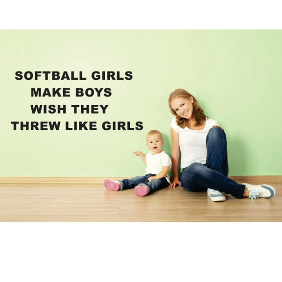 Softball Girls Make Boys Wish They Threw Like Girls Sports Quote Lettering Custom Wall Decal Vinyl Sticker Art Bedroom 12 Inches X 18 Inches