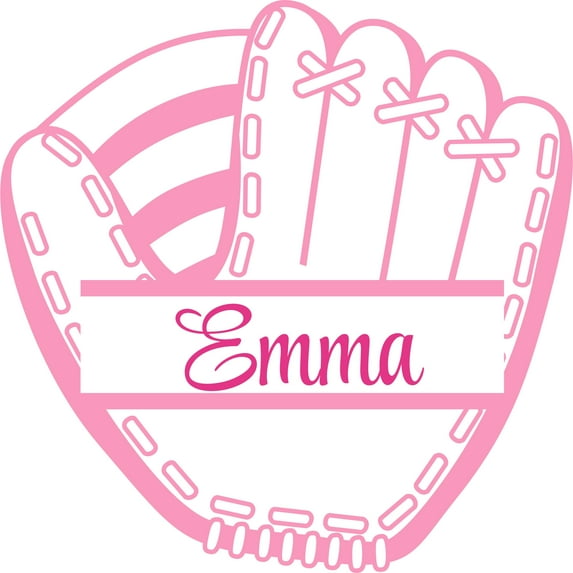 Softball Gloves Player Athelete Sports Customized Wall Decal - Custom Vinyl Wall Art - Personalized Name - Baby Girls Boys Kids Bedroom Wall Decal Room Decor Wall Stickers Decoration Size (20x20 inch)