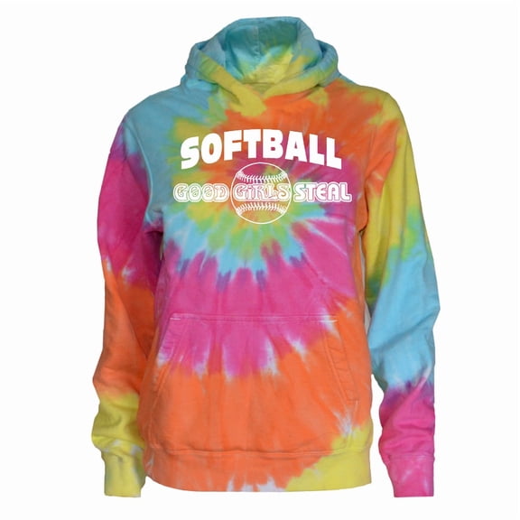 Softball Good Girls Steal Pastel Twist Youth Tie Dye Sweatshirt (Youth Large 14/16)