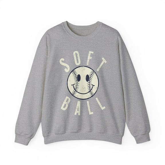 Softball Happy Face Sweatshirt, Retro Softball Shirt Cute Mom Gift Crewneck