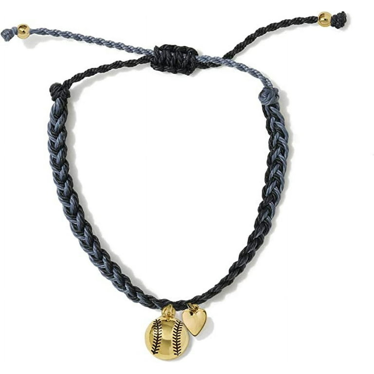 Softball Heart Gold Charm Bracelet 100% Waterproof Adjustable