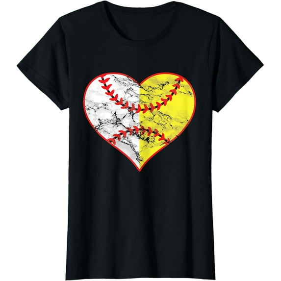 Softball Heart Mom Women Baseball Ideas T-Shirt