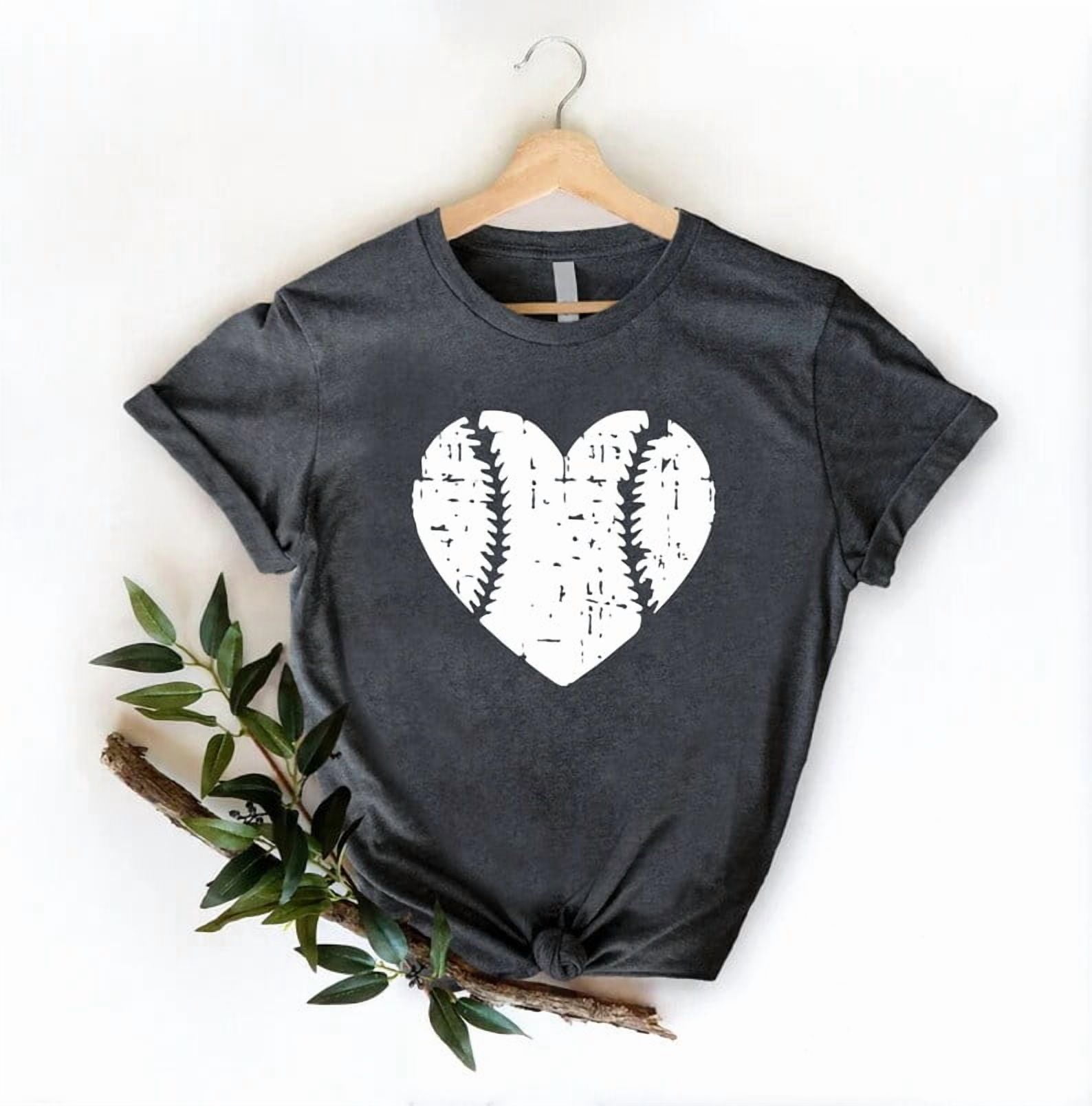 Softball Heart Shirt,Baseball T-Shirt,Distressed Baseball Shirt,Softball Mom Shirt,Sports Mom Tee,Baseball Player,Baseball Fan Tees, Full Size S-5XL