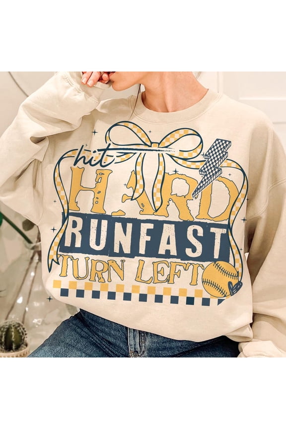 Softball Hit Hard Run Fast Swing Left Retro Softball Svg Sweatshirt Softball Saying Sweatshirt Game Day Softball Sweatshirt Retro Quote Funny Softball Mom Svg