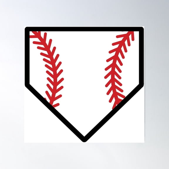 Softball Home Plate With Stitches Poster Wall Art, Modern Wall Decor For Living Room Bedroom, 8x12 UNFRAMED