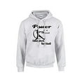 thumbnail image 1 of Softball Hooded Sweatshirt Power in A Ponytail-Ash-Medium Light Grey, 1 of 4