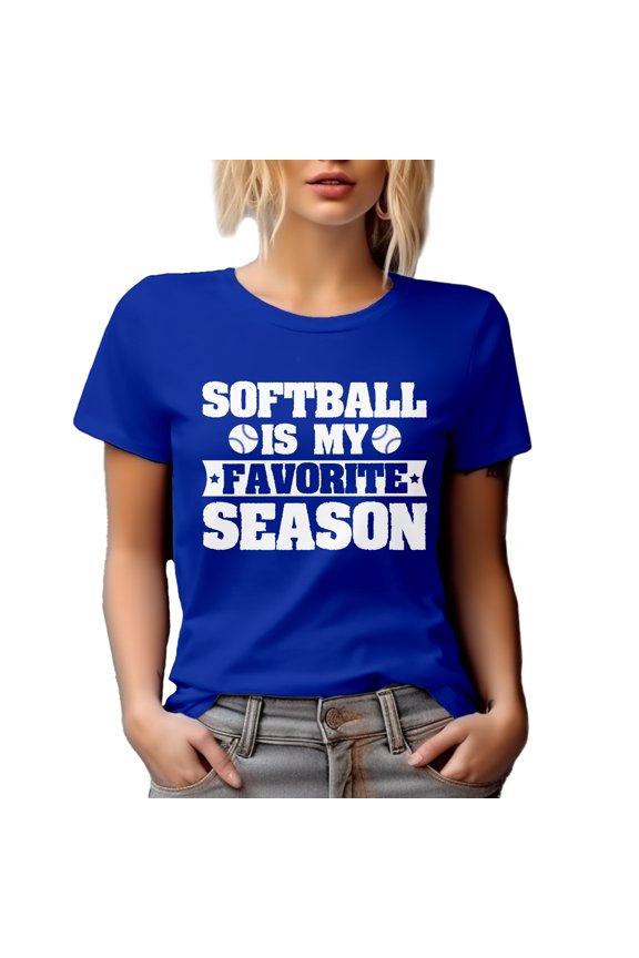 Softball Is My Favorite Season - Athlete or Sports Lover Quote, Royal Blue T-Shirt, Large