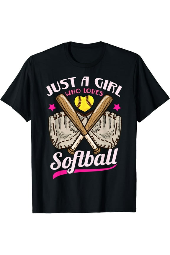 Softball Just a Girl Who Loves Softball Softball Player T-Shirt