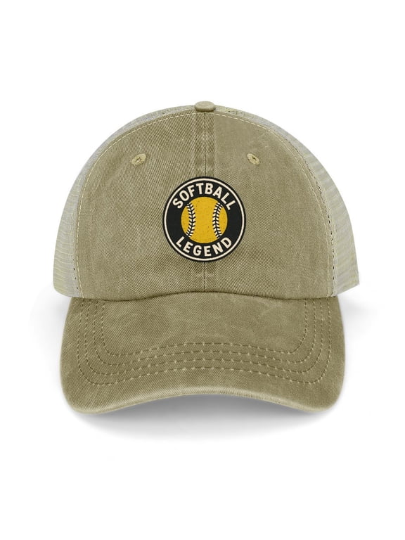 Softball Khaki Trucker Hat for Men Women, Adjustable Mesh Back Baseball Cap