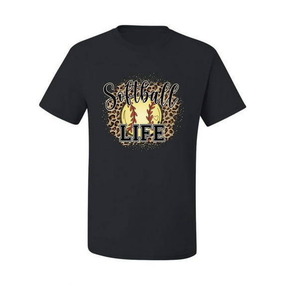Softball Life Animal Print Girl Sports Men's Graphic T-Shirt, Black, 4X-Large