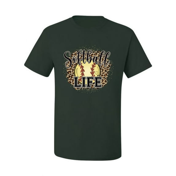 Softball Life Animal Print Girl Sports Men's Graphic T-Shirt, Forest Green, Small