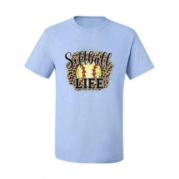 Softball Life Animal Print Girl Sports Men's Graphic T-Shirt, Light Blue, XX-Large