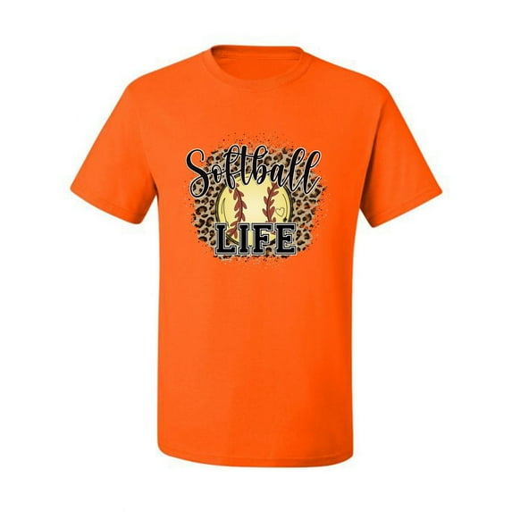 Softball Life Animal Print Girl Sports Men's Graphic T-Shirt, Orange, Medium