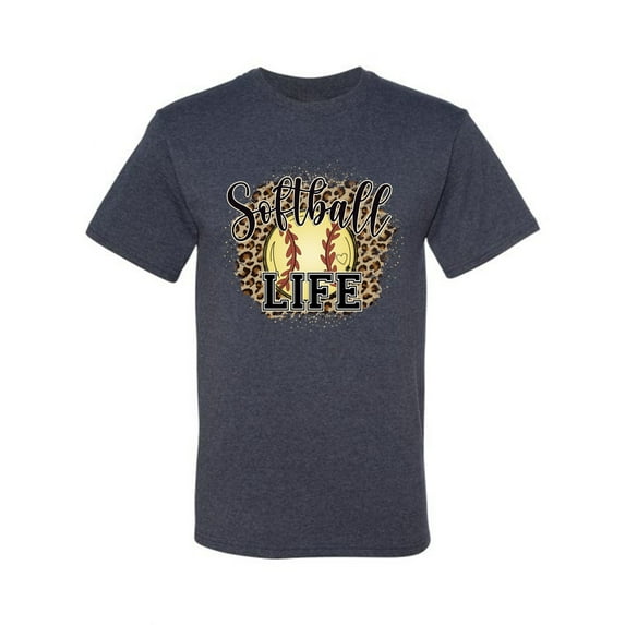 Softball Life Animal Print Girl Sports Men's Graphic T-Shirt, Vintage Heather Navy, Medium