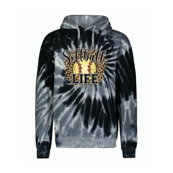 Softball Life Animal Print Girl Sports Unisex Graphic Hoodie Sweatshirt, Spiral Black, Small