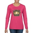 thumbnail image 1 of Softball Life Animal Print Girl Sports Womens Graphic Long Sleeve T-Shirt, Fuschia, Small, 1 of 5