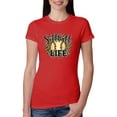 thumbnail image 1 of Softball Life Animal Print Girl Sports Womens Slim Fit Junior Tee, Red, Medium, 1 of 5