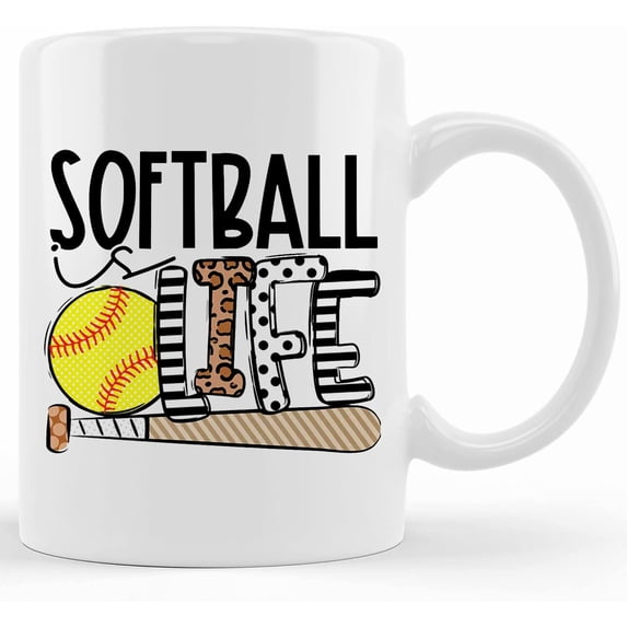 Softball Life Coffee Mug, Personalize This Gift With A Name, Softball Mom, Softball Mama, Highschool Sports, Team Spirit, Mother's Day Gifts For Mom From Son, Kids, Gift For Mom, Funny M