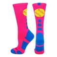 thumbnail image 1 of Softball Logo Athletic Crew Socks (Neon Pink/Electric Blue, Small), 1 of 2