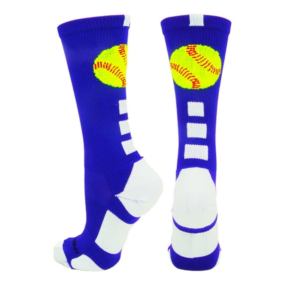 Softball Logo Athletic Crew Socks (Royal/White, Medium)