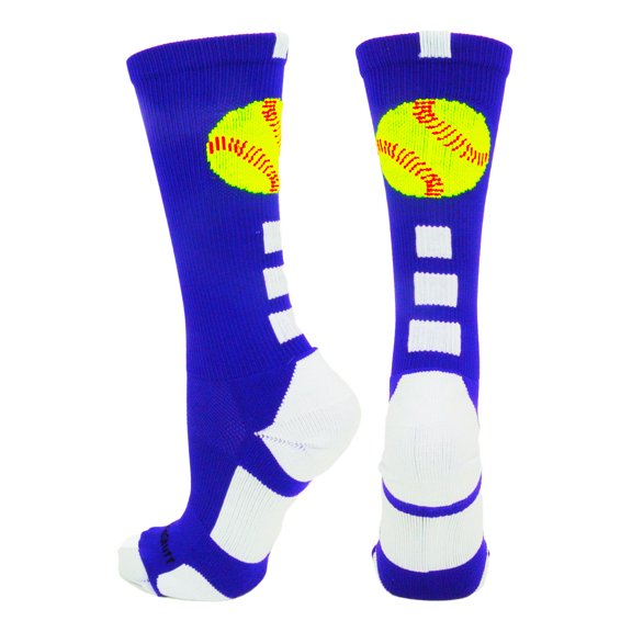 Softball Logo Athletic Crew Socks (Royal/White, Small)