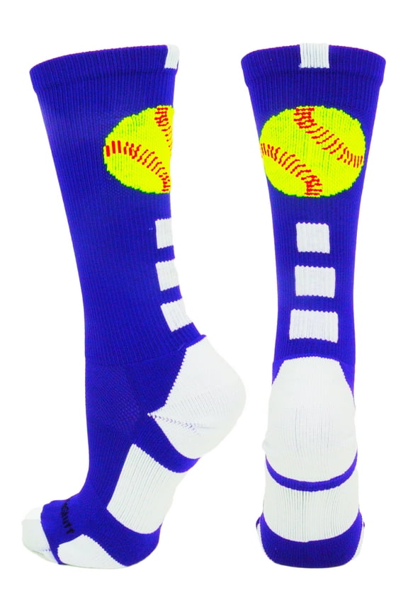 Softball Logo Athletic Crew Socks (Royal/White, Small)