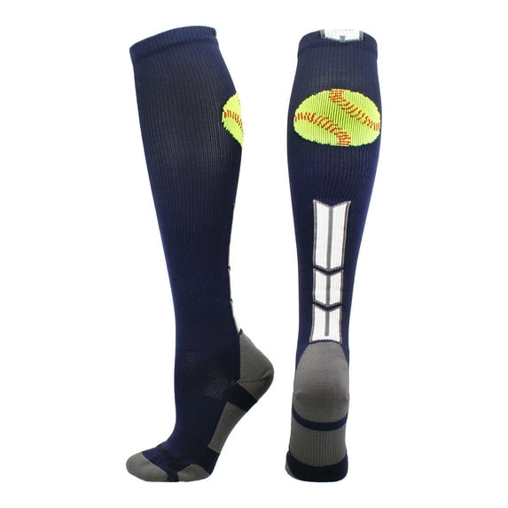 Softball Logo Over the Calf Socks (Navy/White/Graphite, Large)