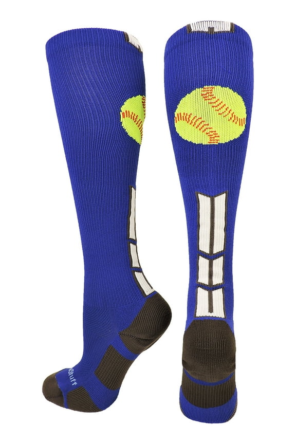 Softball Logo Over the Calf Socks (Royal/White/Graphite, Medium)