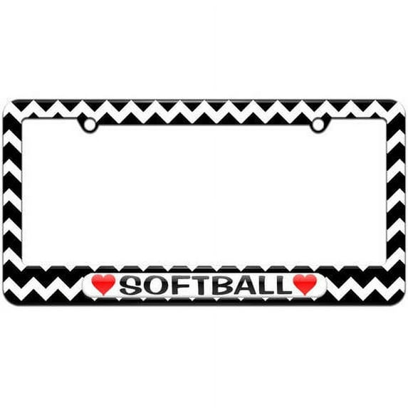 Softball Love with Hearts License Plate Tag Frame, Multiple Colors